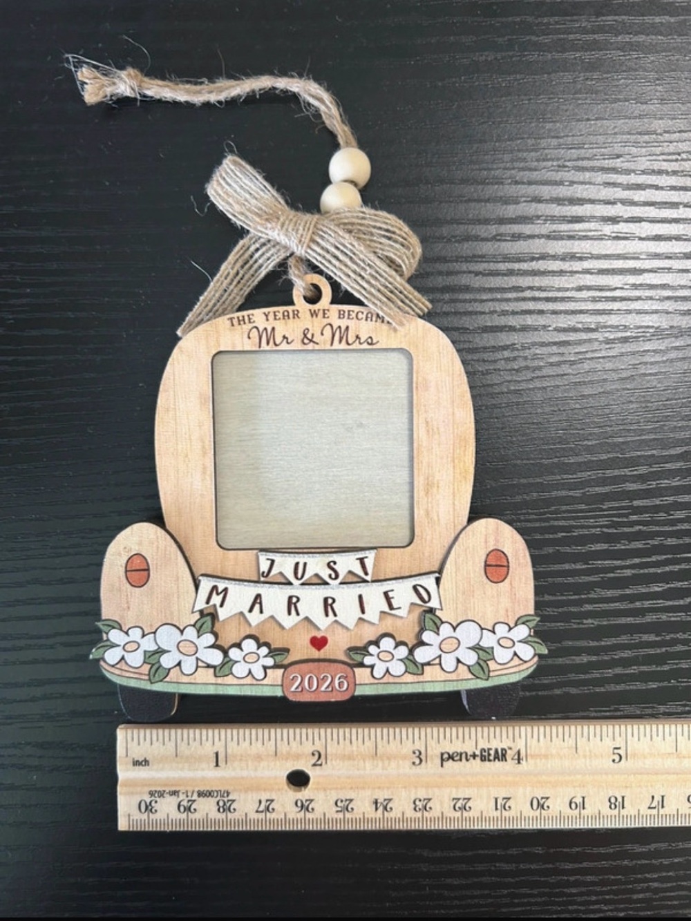 Just Married 2026 Wooden Ornament Photo Frame - 6 for $25